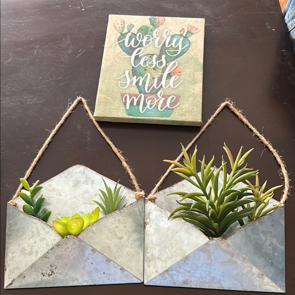 Rustic Metal Wall Planters with Succulents